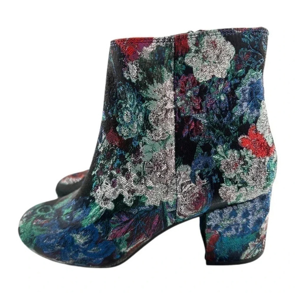Zigisoho Nydia ankle bootie size 7 multicolored metallic floral brocade boot - Picture 4 of 14